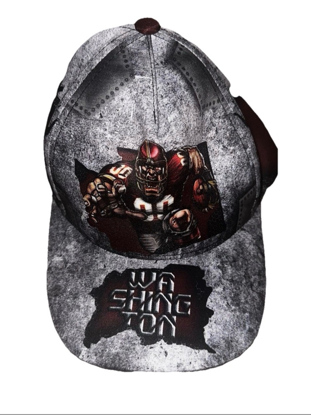 Graphic Football Washington Redskins Snapback Cap in Grey and Burgundy